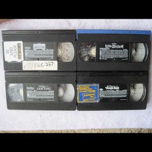 Lion King Aristocats Lilo & Stitch Jungle Book VHS Cassette Tape Bundle for $4